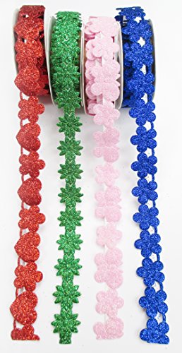 ALL in ONE Mixed Color 3/4â€ Glitter Sparkle Decorative Lace Washi Tape for Gift Wrapping Decoration, Scrapbooking, Holiday, Party, DIY(3/4â€ Glitter Lace)