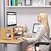 SONGMICS Bamboo Height Adjustable Monitor Stand, Desktop Organizer, Computer Laptop Riser with Accessories Storage Shelf, Natural Grain, ULLD303Nthumb 1