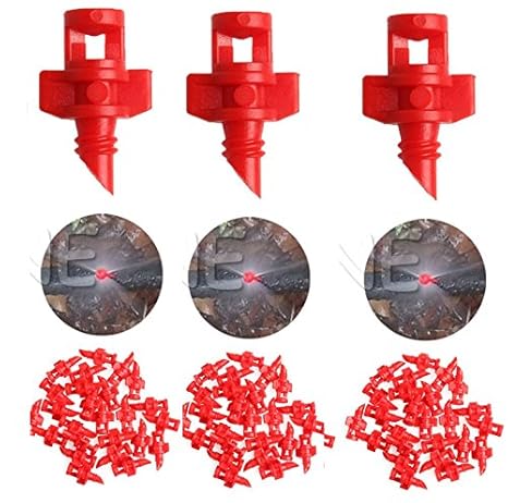rajiekart 360 Degree Drip Irrigation Accessories Plant Watering Hydroponic Aeroponic Micro Misting Emitters Dripper Sprayers (Red)-10 Pieces