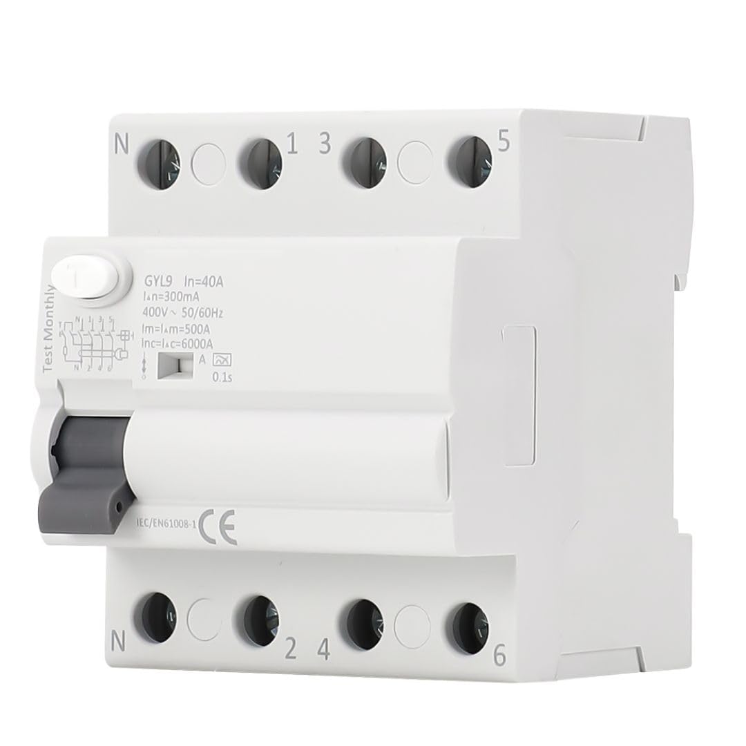 Superimmunized Differential Three-Phase 4P (3P+N) 40A 300mA and 6kA. Class A SI RCCB Super Immunized Differential Switch Single Phase Circuit Breaker RCCB 4P 40A 300mA