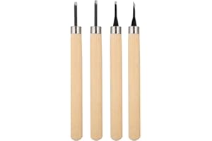 Wood Carving Knife Tool Set - Rubber Carving Tool for Beginners - 4PCS DIY Woodworking Carving Kit with Manual Sharpener - Pe