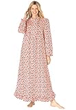 Only Necessities Women's Plus Size Petite Cotton Flannel Print Gown Ivory Red