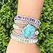 YGLINE Handmade Wrap Bracelet Turquoise, Jasper & Amazonite Natural Stones Leather Charm 5 Strands Boho Bracelet