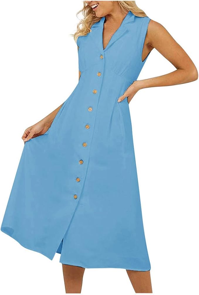 turquoise linen dress