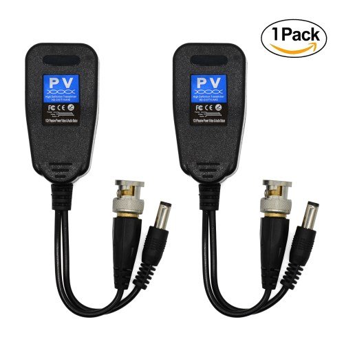 Video Balun, TYUMEN HD-CVI/TVI/AHD UTP Passive Video Balun with DC Power Connector and RJ45 UTP CAT5e/Cat6 Transmitter/Receiver, Including Lighting Protection, 1 Pair