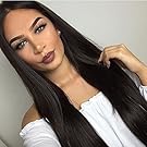 Long Straight Wig for Black Women Middle Part Heat Resistant Wigs Natural Black Color Synthetic Party Wigs with Free Wig Cap