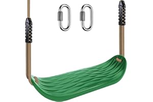 BeneLabel Non-Slip Swing Seat with Adjustable Rope and Carabiners - Heavy Duty Playground Swing Set Accessories for Kids and Adults - 220LB Capacity - Green