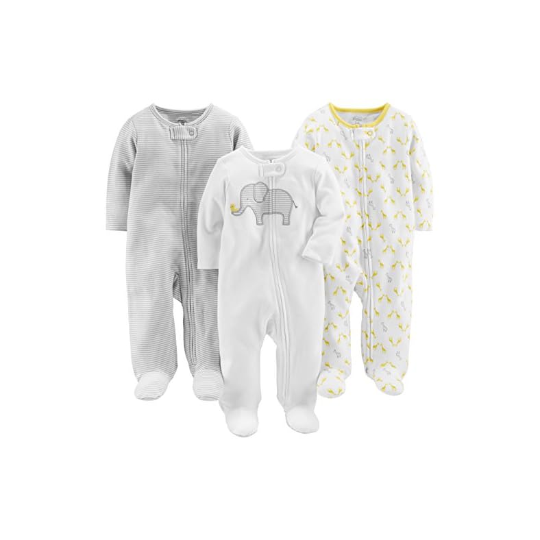Simple Joys by Carter’s Unisex Babies’ Cotton Footed Sleep and Play, Pack of 3