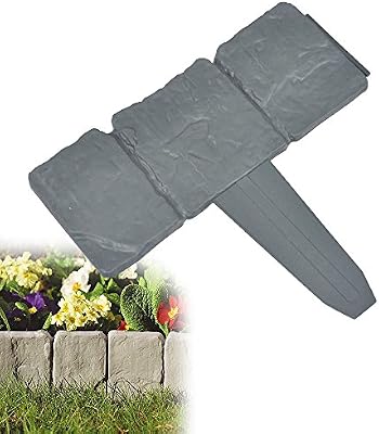 Cenefa para jardín, pack de 10, color gris oscuro, imitación ...