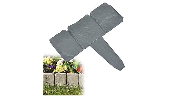 Cenefa para jardín, pack de 10, color gris oscuro, imitación ...