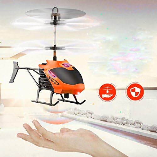 Helicopter Toys for Children,Robiear Flying Mini RC Infraed Induction Aircraft Flashing Light (Orange/D-715)