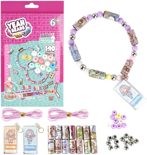 Sticky Rolls Bracelet, Sticker Roll for Girls Ages 5+, Wearable Stickers with Pendant and Bracelet, Creative, Shareable Stickers for Collecting and Sharing Fun (140 PCS)