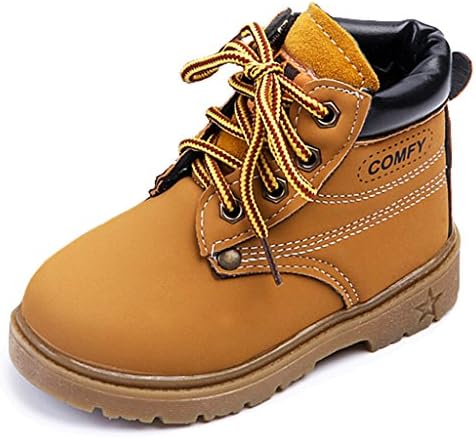 IOO Kids Classic Easy On Waterproof Winter Snow Work Boots For Girls and Boys Kids Yellow Wheat Toddler 22