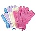 4 Pairs Body Exfoliating Gloves for Shower, Bath Scrub Wash Mitt for Women, Men, Spa, Massage (Pink, Purple, Blue, Beige)