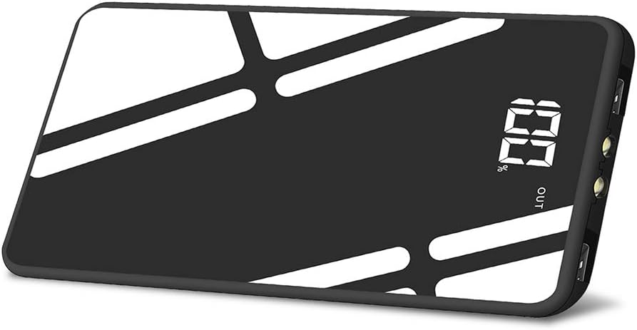 KREKCO Portable Phone Chargers 20000mAh Power Bank High Capacity LED Smart DigiStal Display External Battery Pack 2 USB Output Charge For The All Type Phones-Black