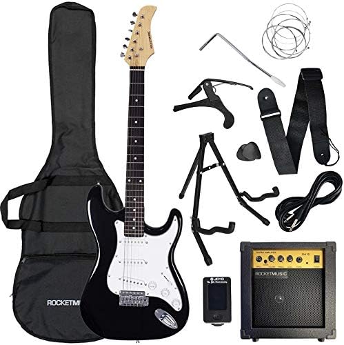 3rd Avenue XF Full Size 4/4 Electric Guitar Ultimate Kit with 10W Amp, Cable, Stand, Gig Bag, Strap, Spare Strings, Picks, Capo - Black