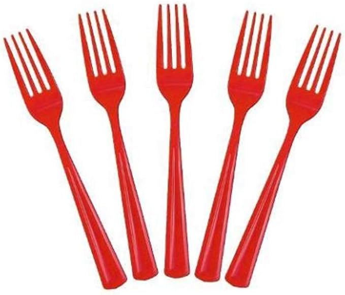 Red Plastic Forks 150 Count Party Catering Picnic