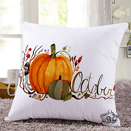 image for Toonshare Set of 4 Fall Throw Pillow Covers Pumpkin Truck Maple Leaves