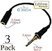 Josi Minea x 3 Pcs Replacement LifeProof 3.5mm Headphone Extender Adapter / Wires / Connector with 3 Ring Jack for Apple iPhone 5 / 5S / 5C Cases [ 3 Pack ]