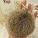 Cy3Lf Gold Plated Keychain Cute Genuine Rabbit Fur Ball Pom Pom Keychain for Car Key Ring Handbag Tote Bag Pendant Charm (Grass Yellow)
