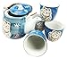 Japanese Design Maneki Neko Lucky Cat Black Ceramic Tea Pot and Cups Set Serves 4 Beautifully Packaged in Gift Box Excellent Home Decor Asian (Blue Maneki Neko Set)