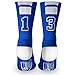 ChalkTalkSPORTS Custom Team Number Socks | Youth & Adult Athletic Performance Socks | Blue | Choose Your Number
