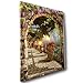 BANBERRY DESIGNS Garden Pathway Lighted Print - LED Canvas Print with a Flowery Path Way - Lantern Street Light Lights Up with 1 LED Bulb