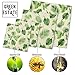Green Estate Reusable Beeswax Wrap and Mesh Produce Bag Bundle - 4 Pack Food Storage Wrap + 4 Mesh Produce Storage Bags - Eco-Friendly, Plastic Free, Sustainable (Tropical Leaves)
