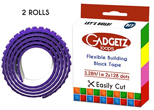 Gadgetz Loops Building Block Tape Roll Self-Adhesive Purple 2 Pack 6.5 Feet