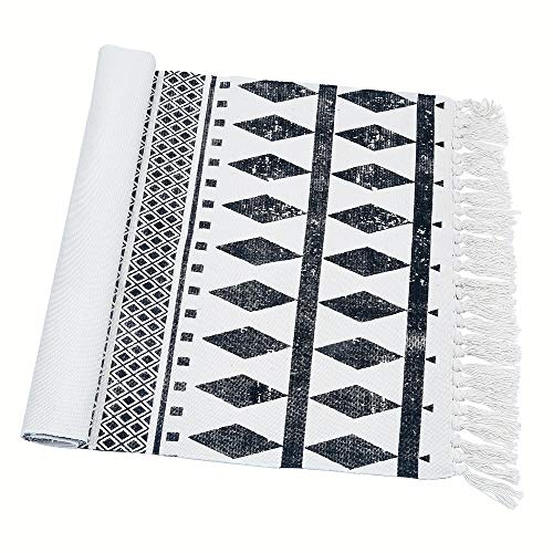 HEBE Cotton Runner Rugs 2.3'x6' Machine Washable Woven Tassel Cotton