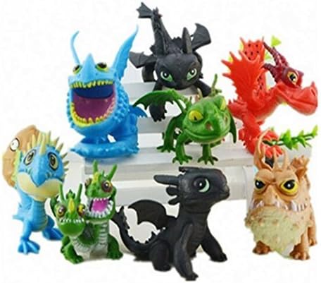 NW 8 pcs /set full set Movie How to Train Your Dragon 2 PVC Action Figures, Night Fury toothless dragon toys for childre(Without Original Box) by NW education