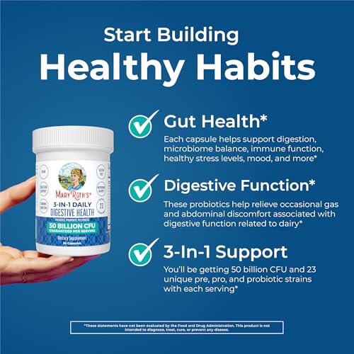 MaryRuth Organics- Probióticos 3 en 1 de MaryRuth para la salud digestiva | Prebióticos y posbióticos | Suplemento para la salud intestinal