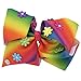JoJo Siwa Signature Collection Hair Bow - Rainbow with Colorful Rhinestone Studded Flowers