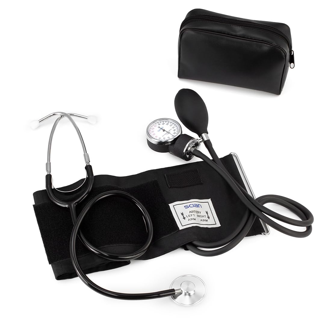 Scian Manual Arm Blood Pressure Cuff with Stethoscope, Aneroid Sphygmomanometer Medical Supplies with Carrying Bag for Nurse Doctor Senior Adult