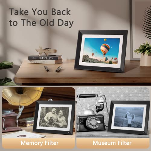 Digital Picture Frame - Benibela 10.1 Inch WiFi AI Smart Electronic Photo Frame with IPS Touch Screen, AI Recognition, 2 Filter, 32GB Slideshow Display, Share Photo Video Anywhere via Email App USB
