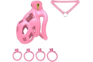 Pink Male Resin Lightweight Deluxe Chastity Cage with 1 Elastic Fixed Strap-CARC46 (Two-way strap, Nano)