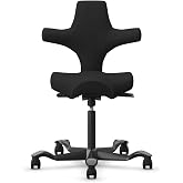 HAG Capisco Adjustable Sit to Stand Desk Chair - Black Frame - Leather Black Seat