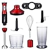 Hand Blender 3 in 1 LINKChef Hand Blender 500W, 500ml Food Processor, 800ml Beaker, Whisk, Robust Titanium Coating…