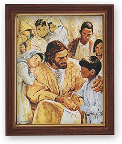 Gerffert Collection Jesus Christ is Love Framed Portrait Print, 13 Inch (Wood Tone Finish Frame)