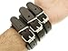 Neptune Giftware Leather Wide Triple Strap Cuff Wrap Gothic Wristband Buckle Fastening