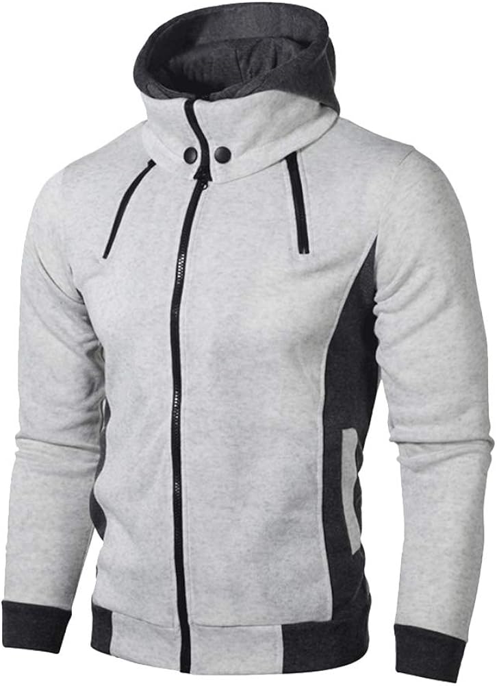 Mens Double Zip Up Hoodies Designer Hoody Winter High Collar Hooded