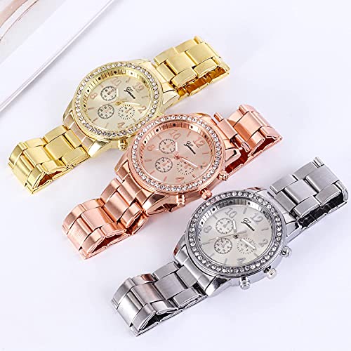 Rose Gold Watch Women Luxury Brand Hot Geneva Ladies Wristwatches Gifts for  Girl Full Stainless Steel Rhinesto