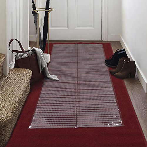 Ottomanson Multi Grip Ribbed Carpet Protector Runner , 26" X 10', Clear