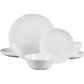 LaGlint Dinnerware Sets for 4, 12 Piece White Opal Glass Dish Set | Plates and bowls with dishwasher and microwave safe features, chip and scratch resistant dishware for everyday use