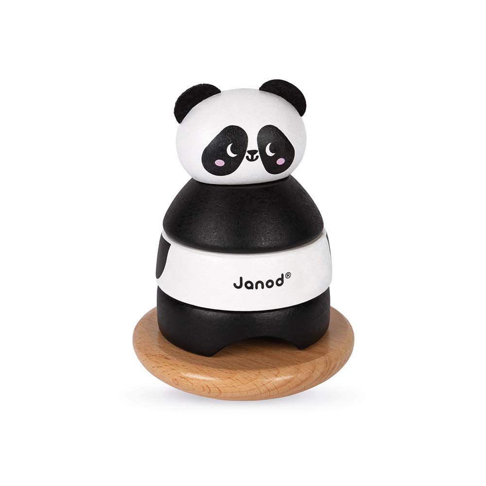 Janod - Solid Wood Panda Tumbler - Early-Learning Handling and Construction - Water-based paint - Suitable for children from the age of 1 - J08188