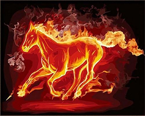 Dorara DIY Oil Painting for Adults Kids Paint By Number Kit Digital Oil Painting Fire horse 16x20 Inches