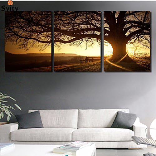 3 Panel Modern Printed Tree Painting Picture Cuadros Sunset Canvas Painting Wall Art Home Decor For Living Room No Frame,30x40cmx3