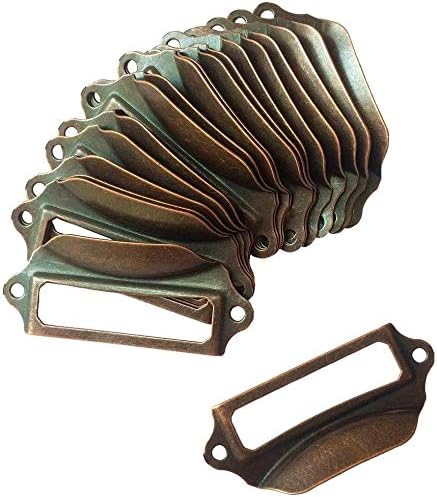 Namvo Pack of 20 Label Holder Pull Handles, Vintage Iron Label Frame Drawer Knobs for Cabinet Cupboard with Screws Bronze Tone 90x40mm - Image 3