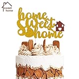 Home Sweet Home Cake Topper Housewarming Gifts Welcome New Home Party Supplies Decorations Gold Glitter…