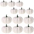 12 Pack Fake Artificial Mini Pumpkins for Halloween Decoration,White Small Realistic Pumpkin Fall Harvest Thanksgiving Party 